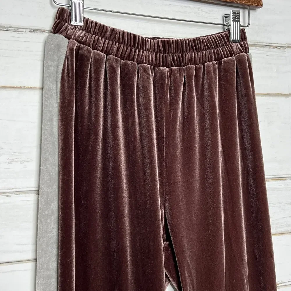 Easel Velour Jogger Pants Size Small Plum Elastic Waist Cozy Lounge Athleisure